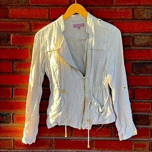 Cream, size S Harper blazer with gold, metallic zipper and waist pulls